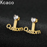 Heart Zircon Initial Stud Earrings Personalized Jewelry