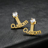 Heart Zircon Initial Stud Earrings Personalized Jewelry