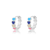 Enamel Heart Earrings Sliver Circle Hoop Ring Boho Jewelry Summer Gift