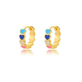 Enamel Heart Earrings Sliver Circle Hoop Ring Boho Jewelry Summer Gift