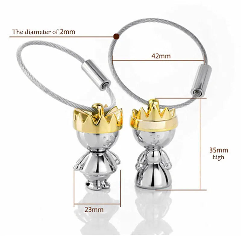 King Queen Chain Waist Pendant Car Couple Keychain