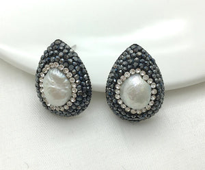 Drusy Natural Agate Dangle Earrings, Druzy Pearl Jewelry For Women