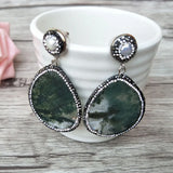 Drusy Natural Agate Dangle Earrings, Druzy Pearl Jewelry For Women