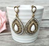 Drusy Natural Agate Dangle Earrings, Druzy Pearl Jewelry For Women