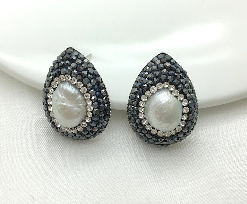 Drusy Natural Agate Dangle Earrings, Druzy Pearl Jewelry For Women