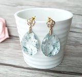 Drusy Natural Agate Dangle Earrings, Druzy Pearl Jewelry For Women