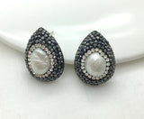 Drusy Natural Agate Dangle Earrings, Druzy Pearl Jewelry For Women