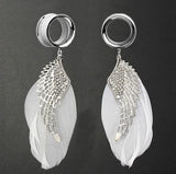 Stainless Steel Ear Gauges Feather Wing Pendant Ear Expander Oreja