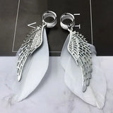 Stainless Steel Ear Gauges Feather Wing Pendant Ear Expander Oreja