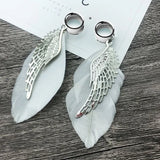 Stainless Steel Ear Gauges Feather Wing Pendant Ear Expander Oreja