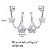 Stainless Steel Butterfly Clip Earrings Hook Double Pierced Women Girls Jewelry