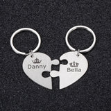 Personalized Couples Name Engraved Keychain Set Valentines Day Gift