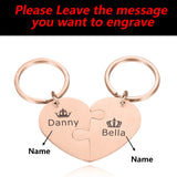 Personalized Couples Name Engraved Keychain Set Valentines Day Gift