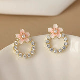 Pink Sakura Flower Earrings For Women Wedding Party Accessories Jewelry