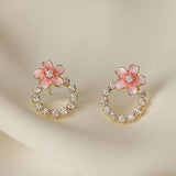 Pink Sakura Flower Earrings For Women Wedding Party Accessories Jewelry