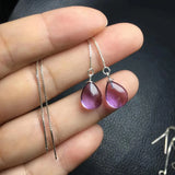 Amethyst Water Drop Earrings 925 Sterling Silver Crystal Reiki Healing Stone