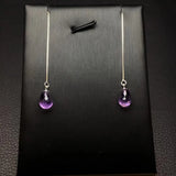 Amethyst Water Drop Earrings 925 Sterling Silver Crystal Reiki Healing Stone