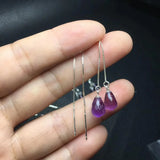 Amethyst Water Drop Earrings 925 Sterling Silver Crystal Reiki Healing Stone