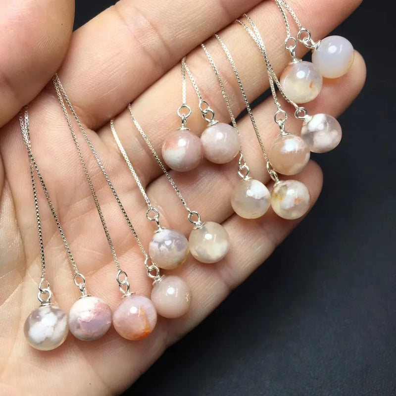 Fengbaowu Cherry Blossom Flower Agate Earrings