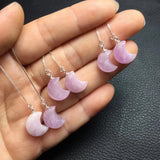 Sterling Silver Natural Heart Moon Kunzite Earrings