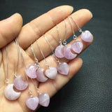 Sterling Silver Natural Heart Moon Kunzite Earrings