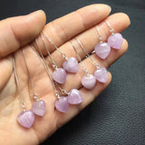 Sterling Silver Natural Heart Moon Kunzite Earrings