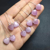 Sterling Silver Natural Heart Moon Kunzite Earrings