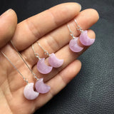 Sterling Silver Natural Heart Moon Kunzite Earrings