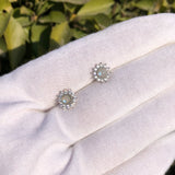 Fengbaowu Rainbow Moonstone Earring 925 Sterling Silver Crystal Jewelry