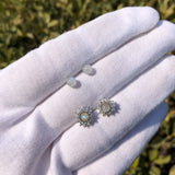 Fengbaowu Rainbow Moonstone Earring 925 Sterling Silver Crystal Jewelry