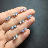 Fengbaowu Rainbow Moonstone Earring 925 Sterling Silver Crystal Jewelry