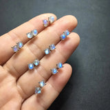 Fengbaowu Rainbow Moonstone Earring 925 Sterling Silver Crystal Jewelry