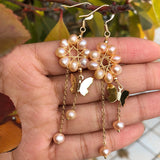 Rose Pink Pearl Beads Earring Crystal Healing Stone Jewelry Gift
