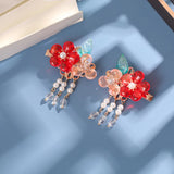 Chinese Style Flower Hairpin Tassel Headpiece