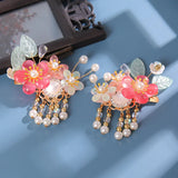 Chinese Style Flower Hairpin Tassel Headpiece