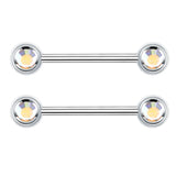 1 Pair G23 Titanium Crystal 14G Nipple Piercing Barbell