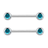 1 Pair G23 Titanium Crystal 14G Nipple Piercing Barbell