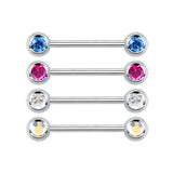 1 Pair G23 Titanium Crystal 14G Nipple Piercing Barbell
