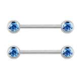 1 Pair G23 Titanium Crystal 14G Nipple Piercing Barbell