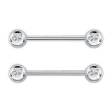 1 Pair G23 Titanium Crystal 14G Nipple Piercing Barbell
