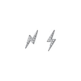 925 Sterling Silver CZ Lightning Stud Earrings Brincos