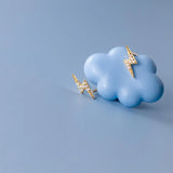 925 Sterling Silver CZ Lightning Stud Earrings Brincos