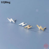 925 Sterling Silver CZ Lightning Stud Earrings Brincos