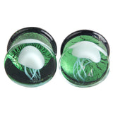 Glass Saddle Ear Plugs Jellyfish Mushroom Seaweed Auricle Screw Ear Plug