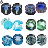 Glass Saddle Ear Plugs Jellyfish Mushroom Seaweed Auricle Screw Ear Plug