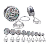 Surgical Steel Dangle Shell Ear Plugs Flesh Tunnels Ear Gauge Expander 8-25mm