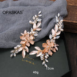 Golden Hair Clips Wedding Rhinestone Pearl Flower Hairpins