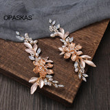 Golden Hair Clips Wedding Rhinestone Pearl Flower Hairpins