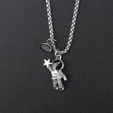 Heart Magnetic Couple Astronaut Pendant Necklace for Women Men