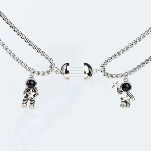 Heart Magnetic Couple Astronaut Pendant Necklace for Women Men